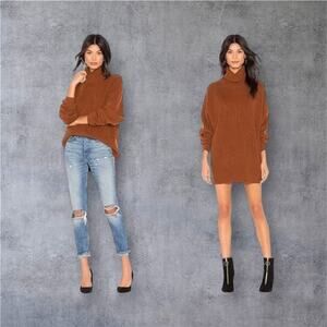 Free People Softly Structured Tunic Sweater  
Burnt Orange Wmns Sz S Turtleneck